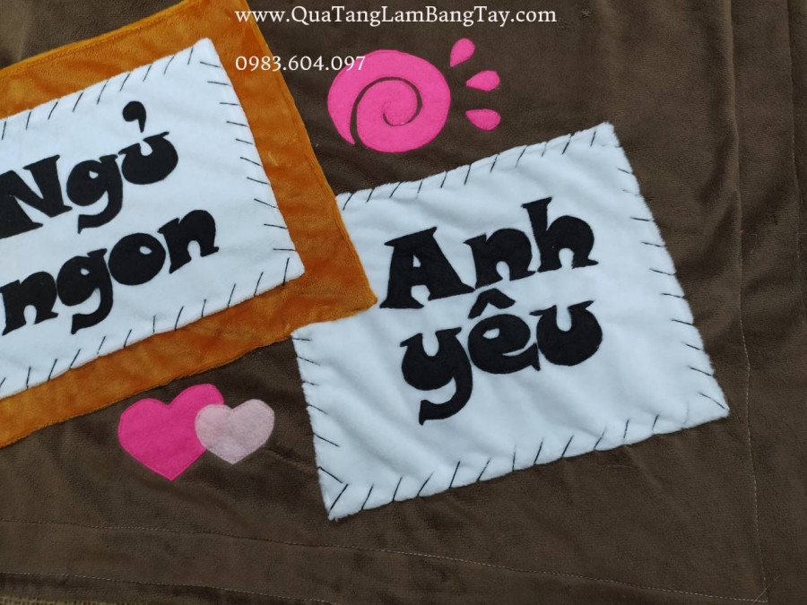 gối handmade ngủ ngon anh yêu 